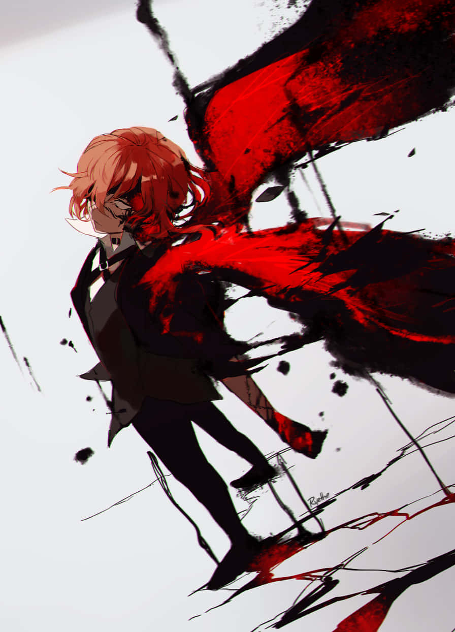 Chuya Nakahara, red hair, flowing red cape, SD Phone Wallpaper