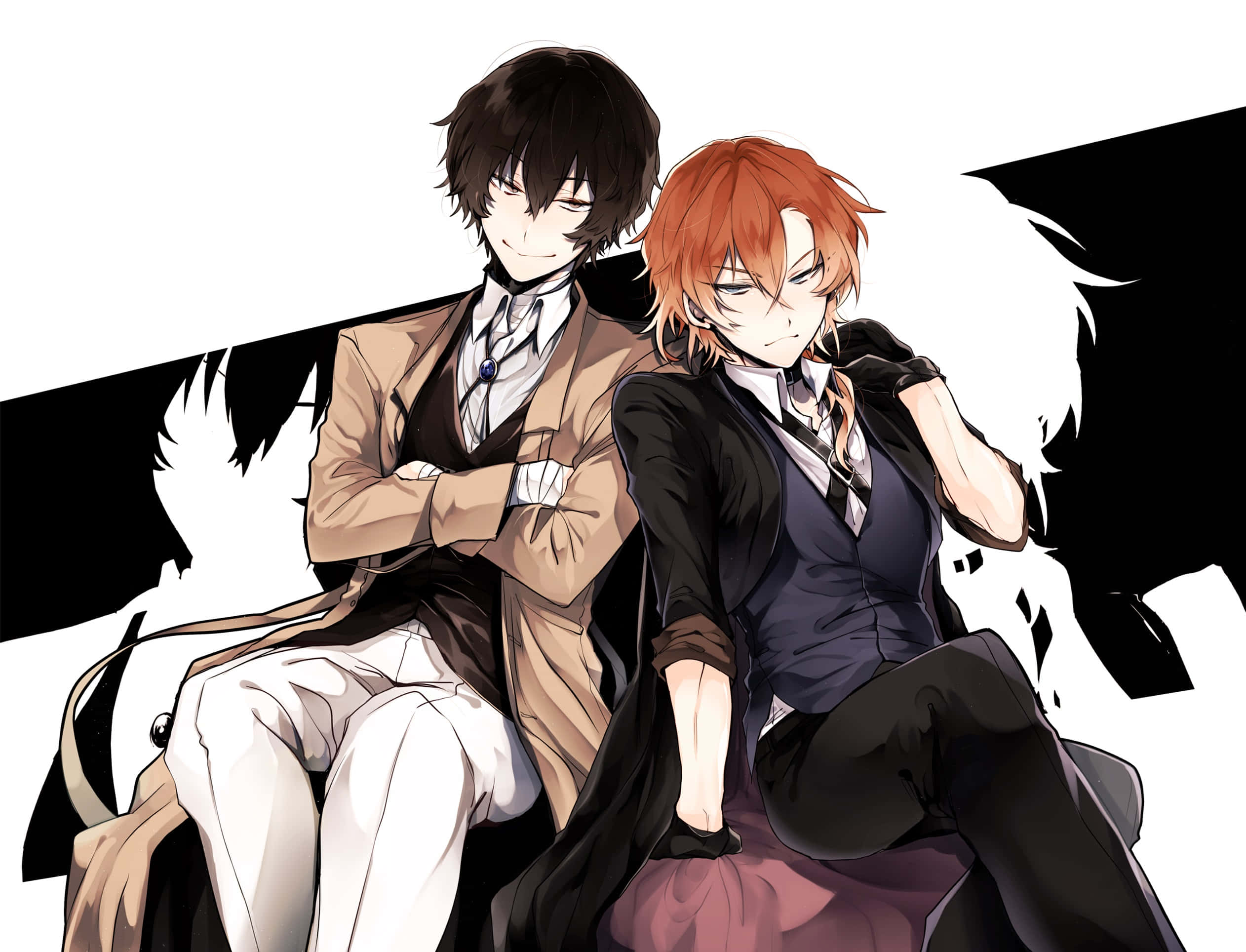 Chuya Nakahara, anime characters, formal wear, Full HD Desktop Wallpaper