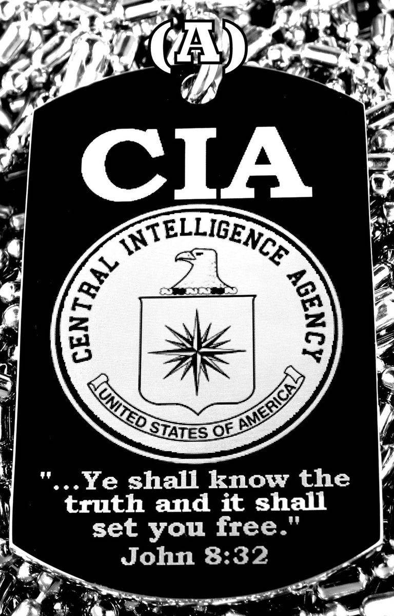 CIA emblem, black and white dog tag, metallic bullets, SD Phone Wallpaper
