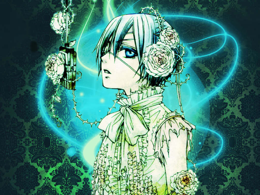 Ciel Phantomhive, blue eyes, white hair, SD Desktop Wallpaper