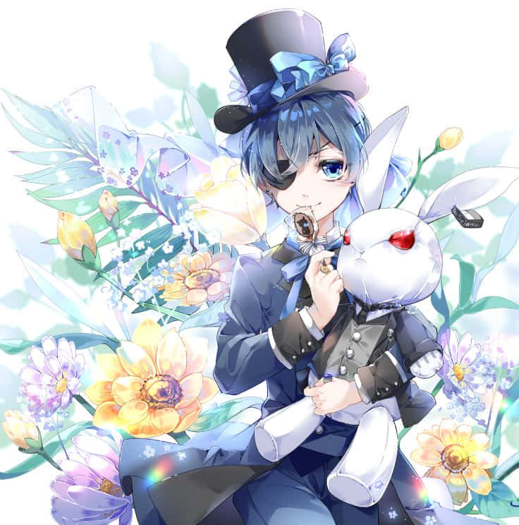 Ciel Phantomhive, blue-haired anime boy, top hat, SD Phone Wallpaper