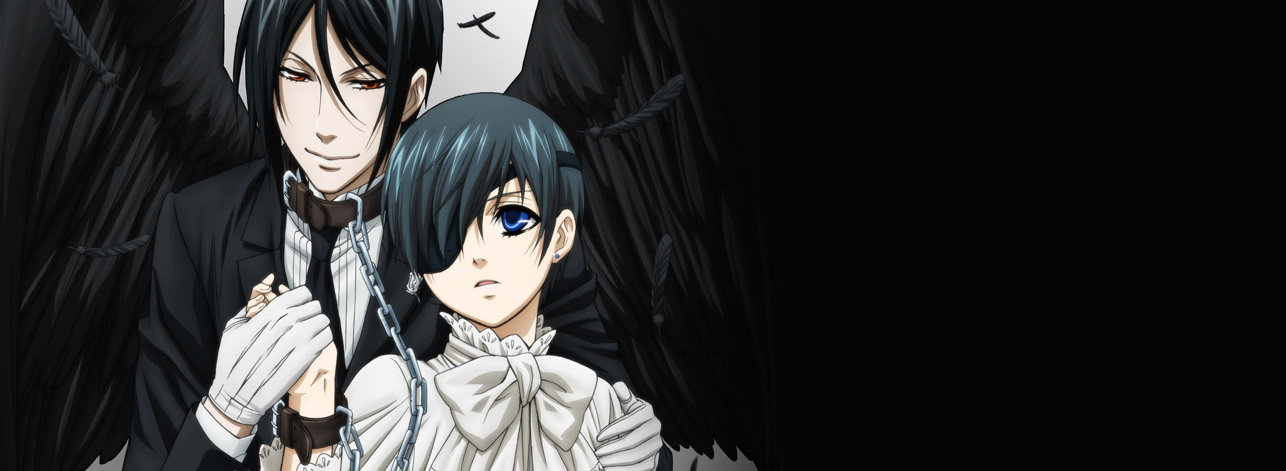 Ciel Phantomhive, black wings, chains, 4K Desktop Wallpaper