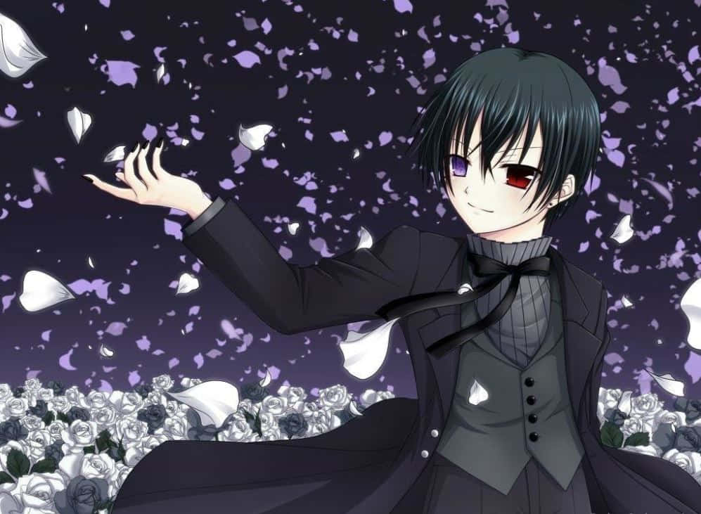 Ciel Phantomhive, heterochromatic eyes, black suit, SD Desktop Wallpaper