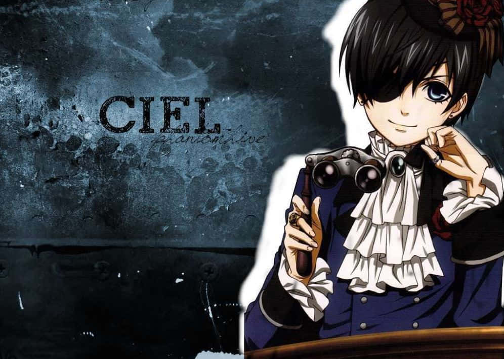 Ciel Phantomhive, dark blue coat, white ruffled shirt, SD Desktop Wallpaper