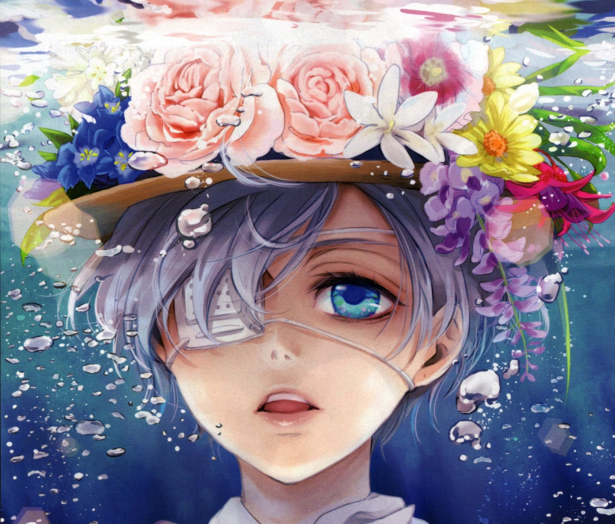 Ciel Phantomhive, silver hair, blue eye, Full HD Desktop Wallpaper