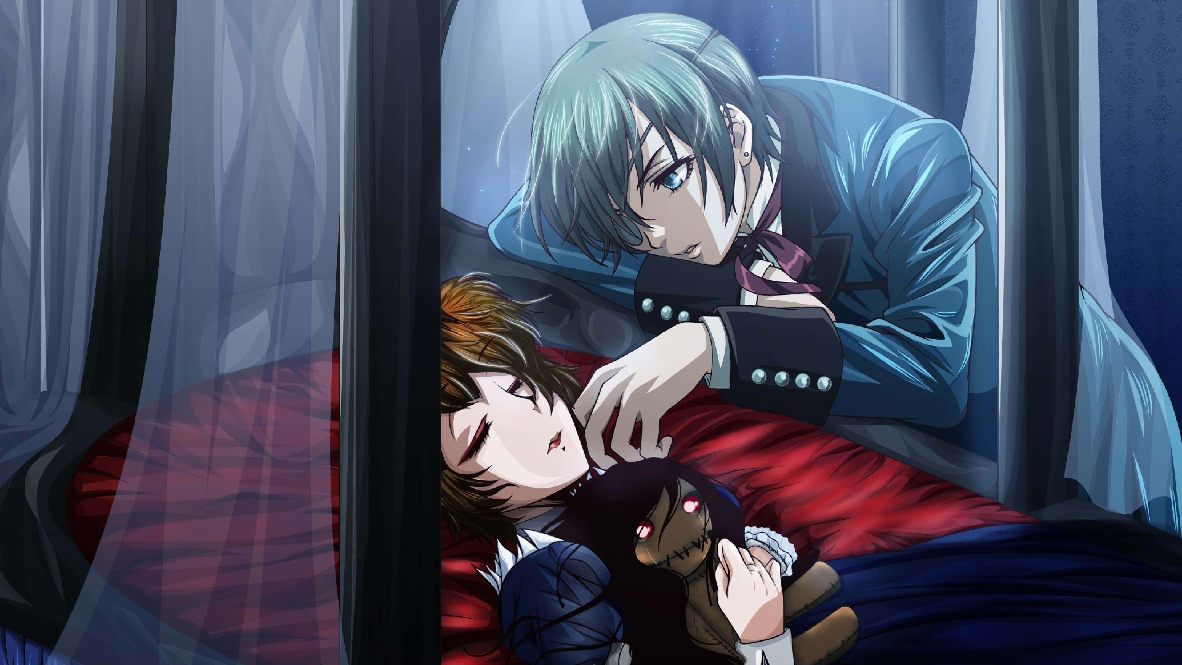 Ciel Phantomhive, silver-haired anime man, brown-haired boy, 4K Desktop Wallpaper