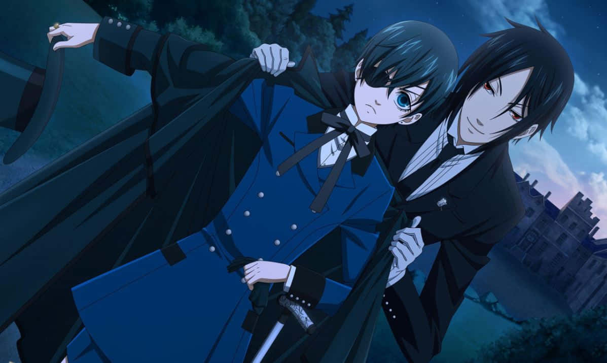 Ciel Phantomhive, twilight sky, gothic castle, SD Desktop Wallpaper
