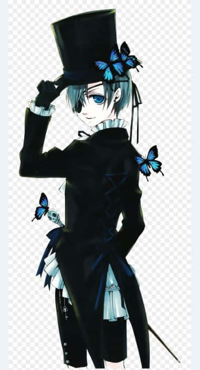 Ciel Phantomhive, black top hat, coat, SD Phone Wallpaper