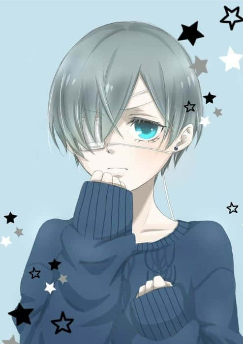 Ciel Phantomhive, silver hair, one blue eye, SD Phone Wallpaper