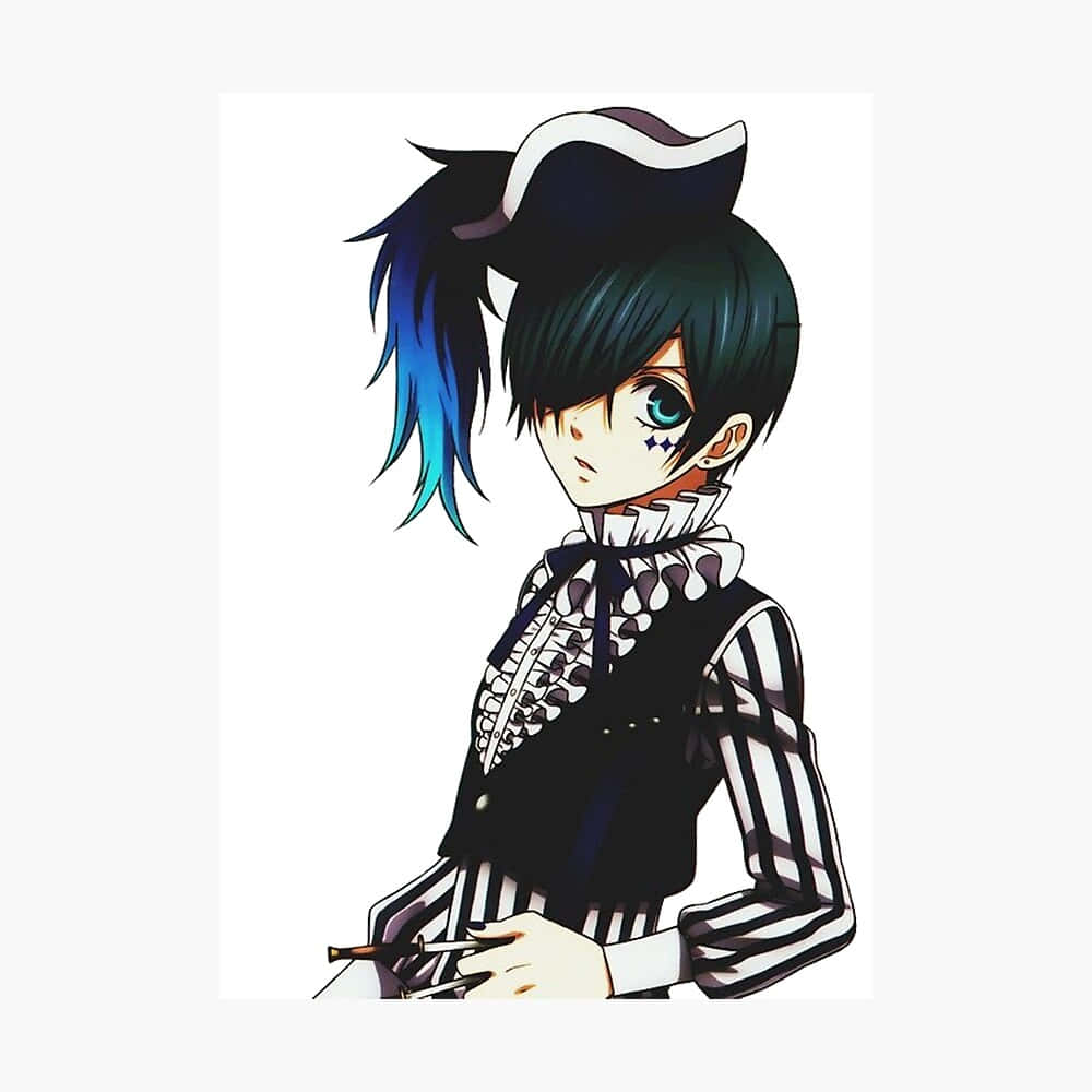 Ciel Phantomhive, dark blue hair, one visible eye, SD Desktop Wallpaper