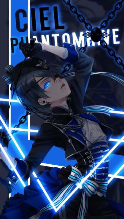 Ciel Phantomhive, glowing blue eyes, dark hair, SD Phone Wallpaper
