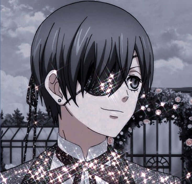 Ciel Phantomhive, short dark hair, sparkling eye patch, SD Desktop Wallpaper