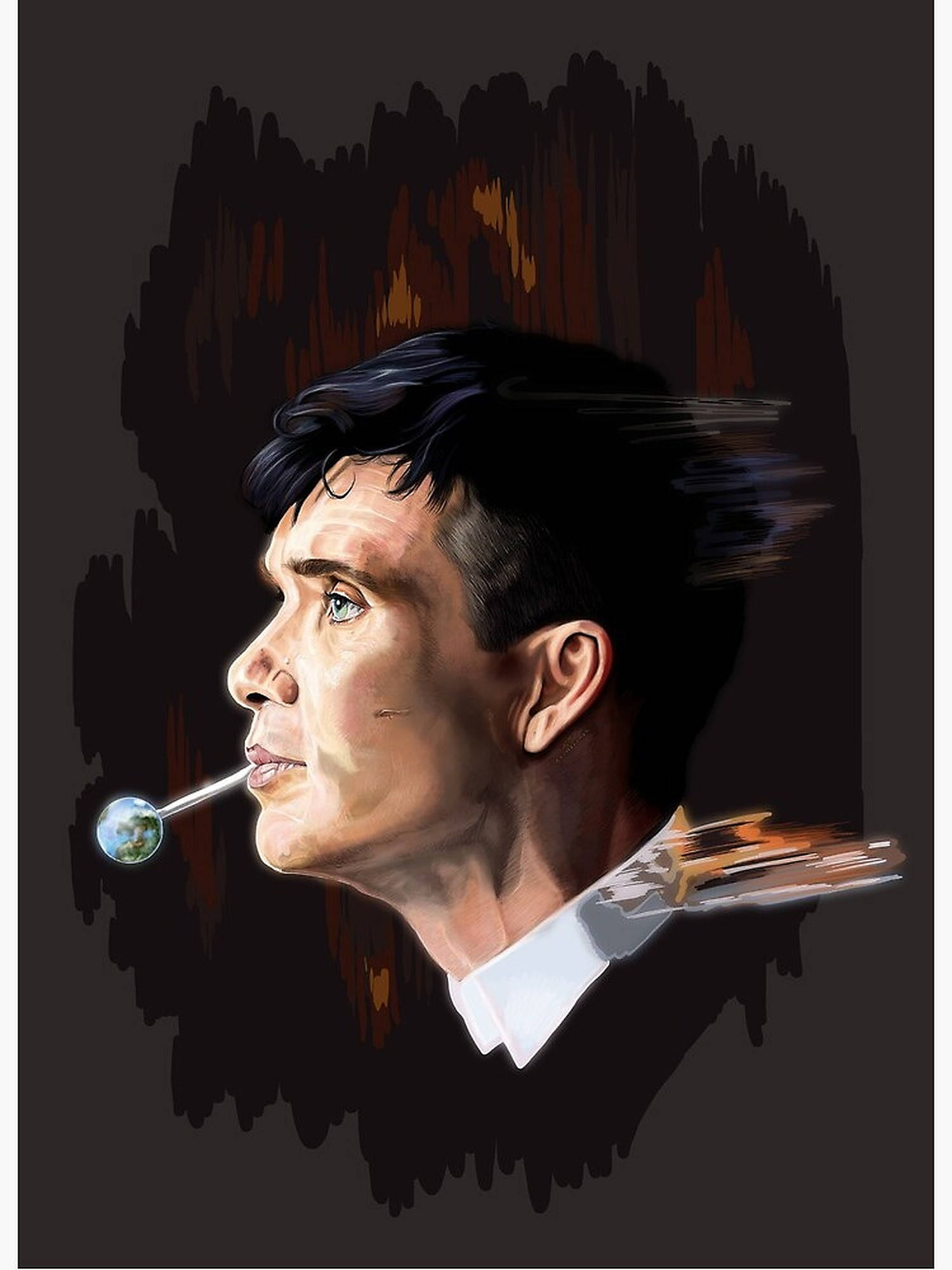 Cillian Murphy, digital illustration, profile, Full HD Phone Wallpaper