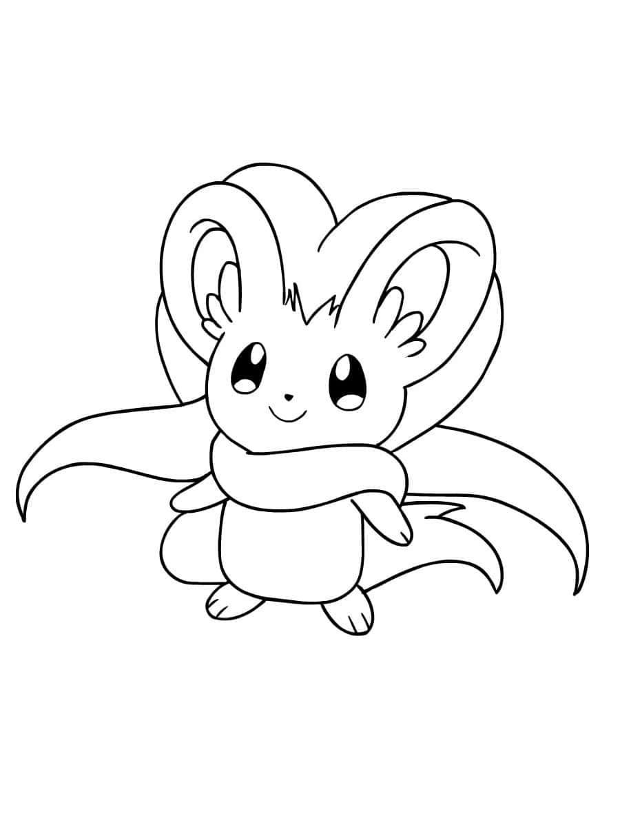 Cinccino, black and white line drawing, smiling cartoon mouse, SD Phone Wallpaper