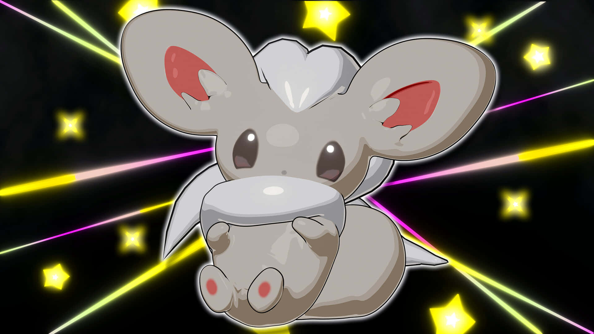 Cinccino, glowing orb, neon streaks, Full HD Desktop Wallpaper