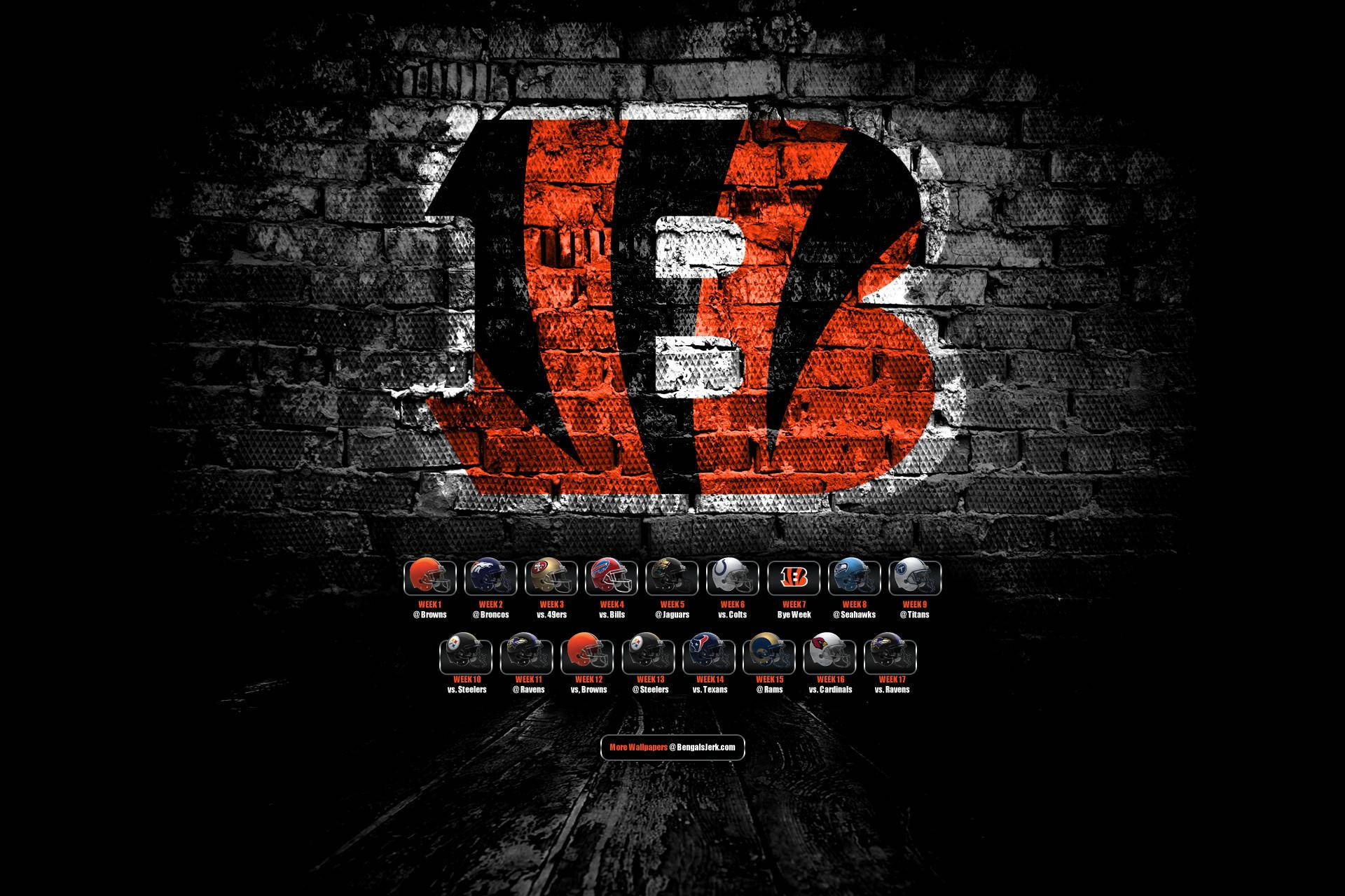 Cincinnati Bengals, orange and black, gritty brick wall, Full HD Desktop Wallpaper