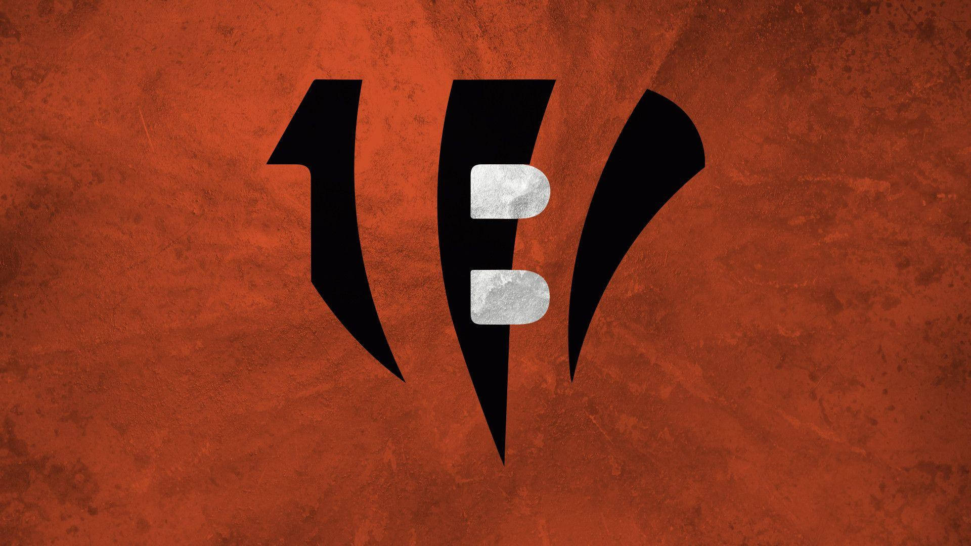 Cincinnati Bengals, orange minimalist, black and silver stylized 'B' logo, Full HD Desktop Wallpaper