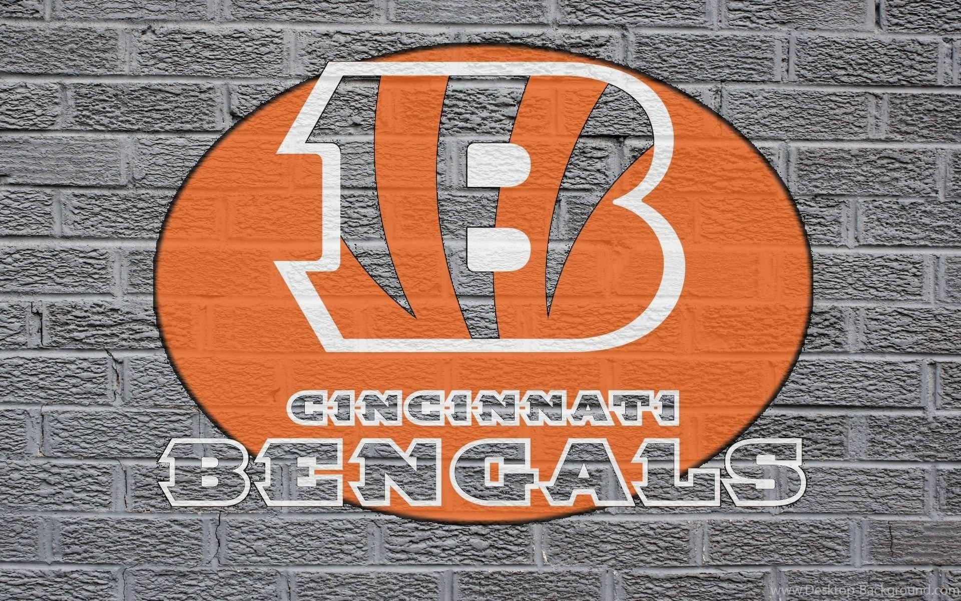 Cincinnati Bengals, orange and white, gray brick wall, Full HD Desktop Wallpaper