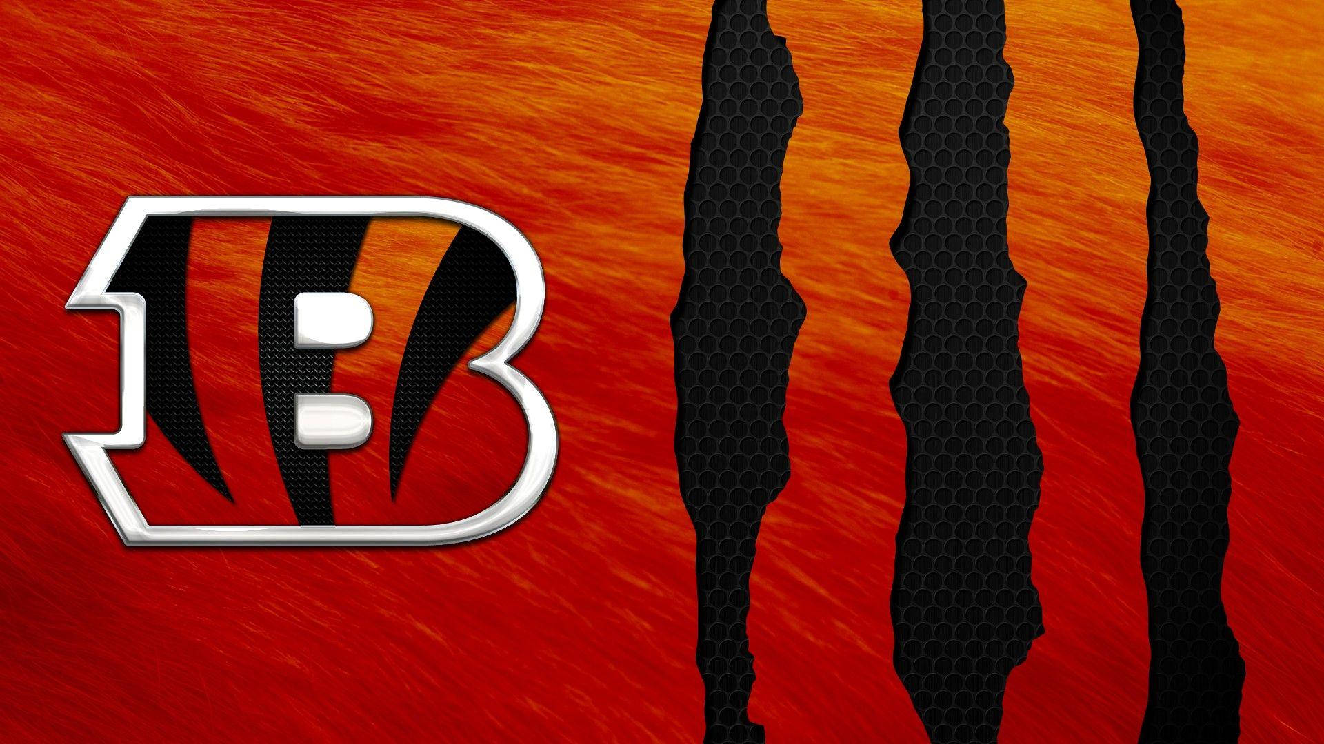 Cincinnati Bengals, metallic silver outline, black hexagonal stripes, Full HD Desktop Wallpaper