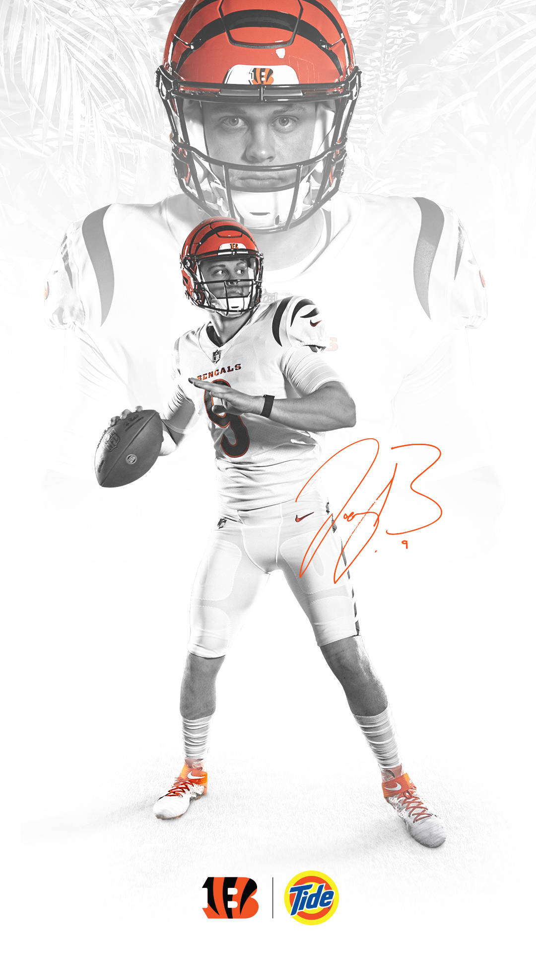 Cincinnati Bengals, white uniform, orange helmet, Full HD Phone Wallpaper