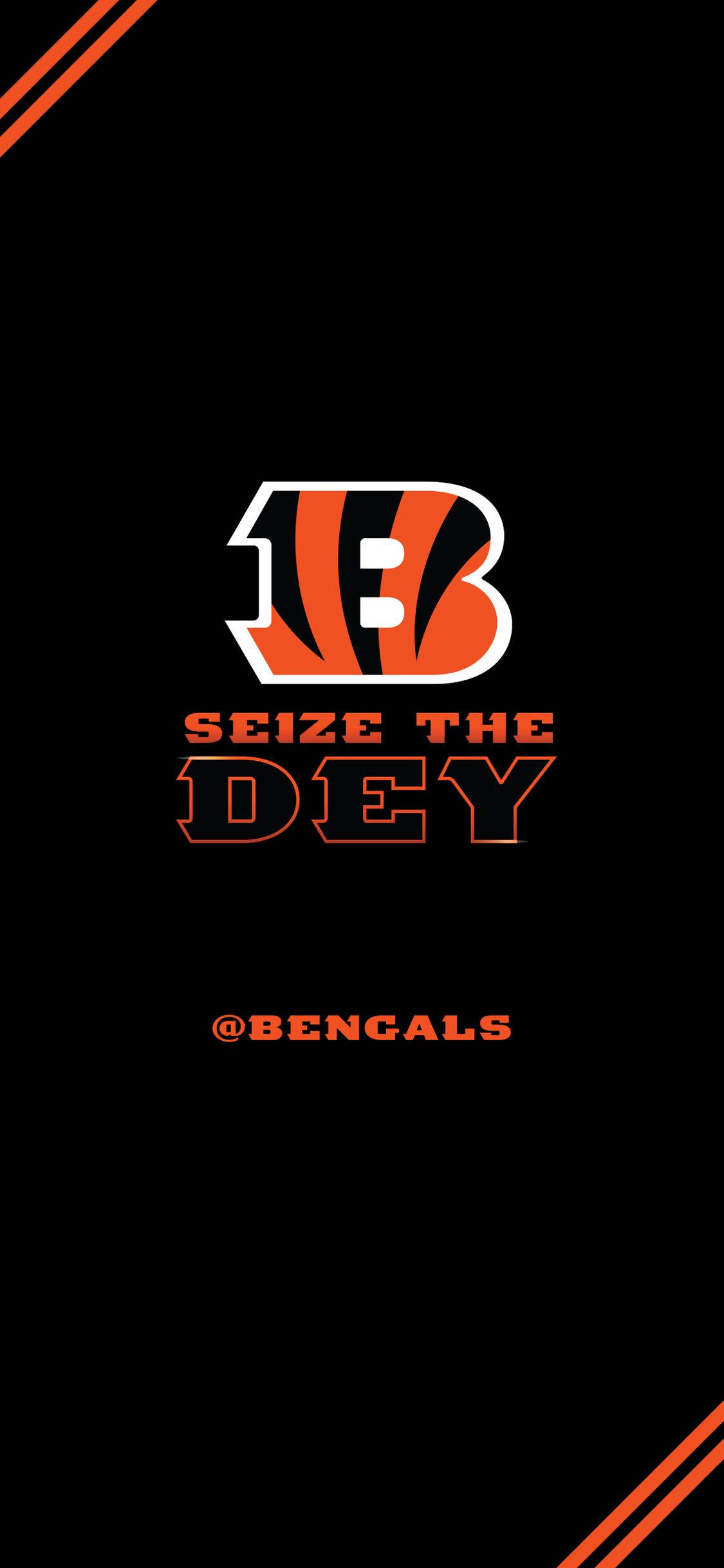 Cincinnati Bengals, SEIZE THE DEY, black background, Full HD Phone Wallpaper