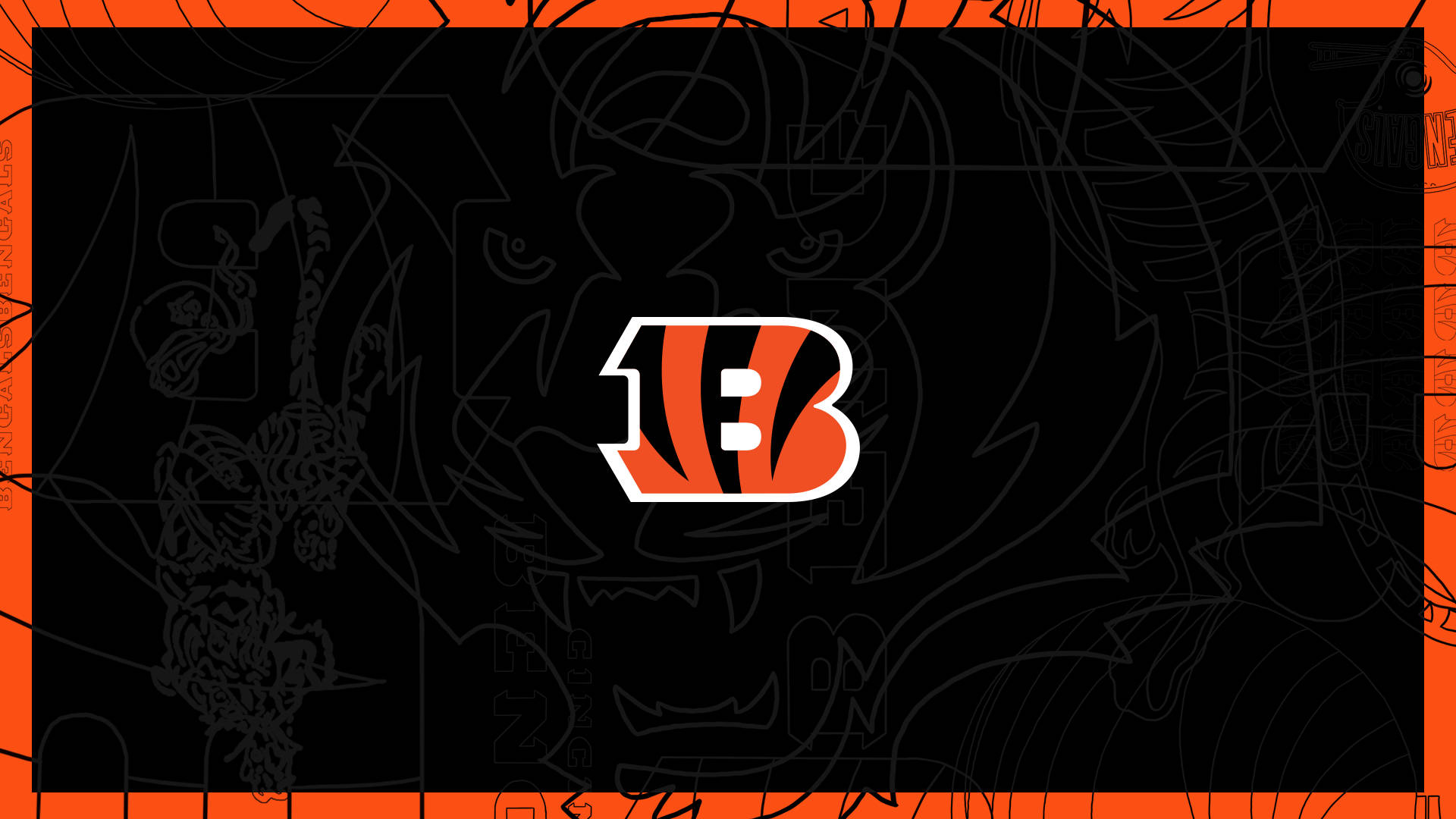 Cincinnati Bengals, iconic emblem, orange and black, Full HD Desktop Wallpaper