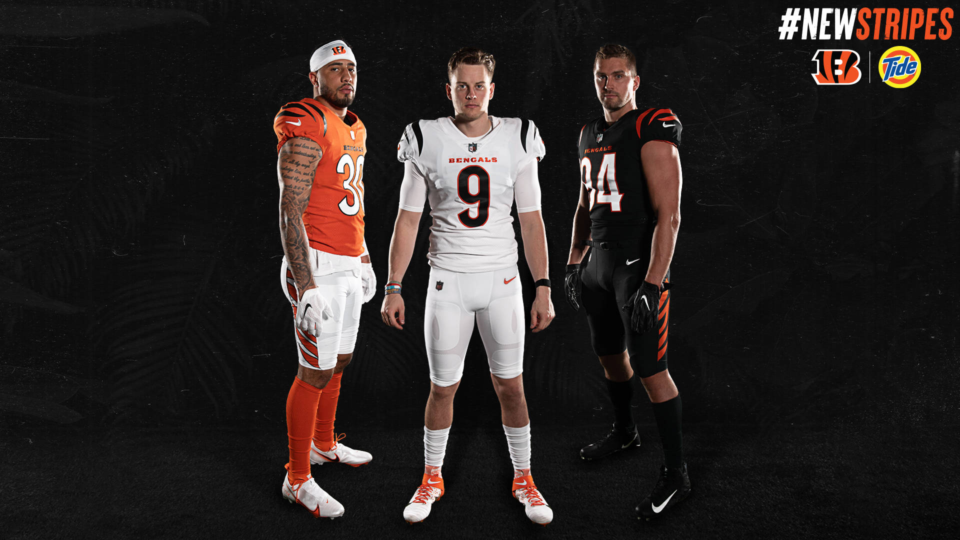Cincinnati Bengals, orange black and white uniforms, dark textured background, Full HD Desktop Wallpaper