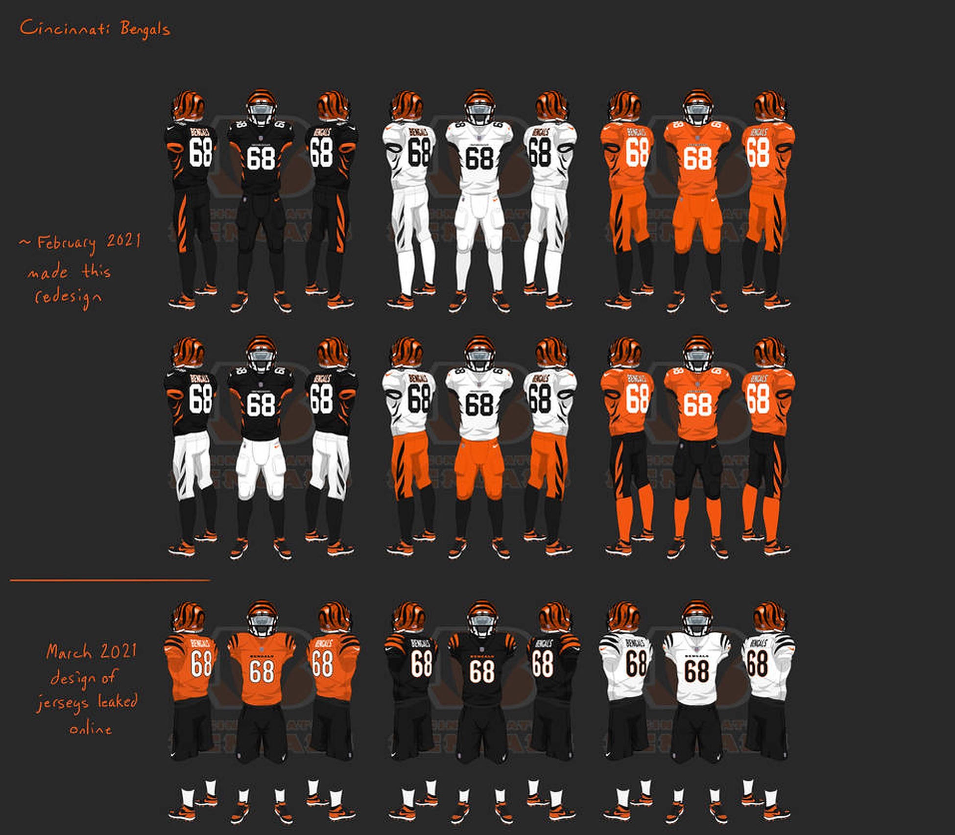 Cincinnati Bengals, jersey designs, black white and orange, Full HD Desktop Wallpaper