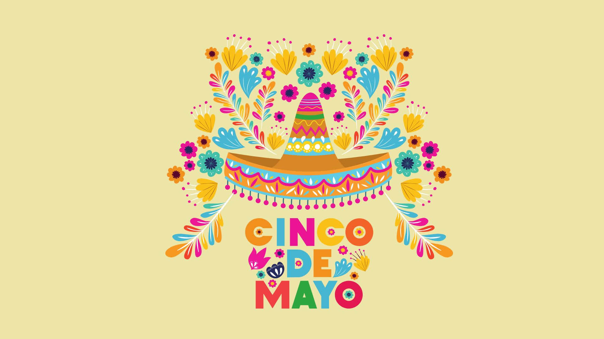 Cinco de Mayo, sombrero, flowers, Full HD Desktop Wallpaper