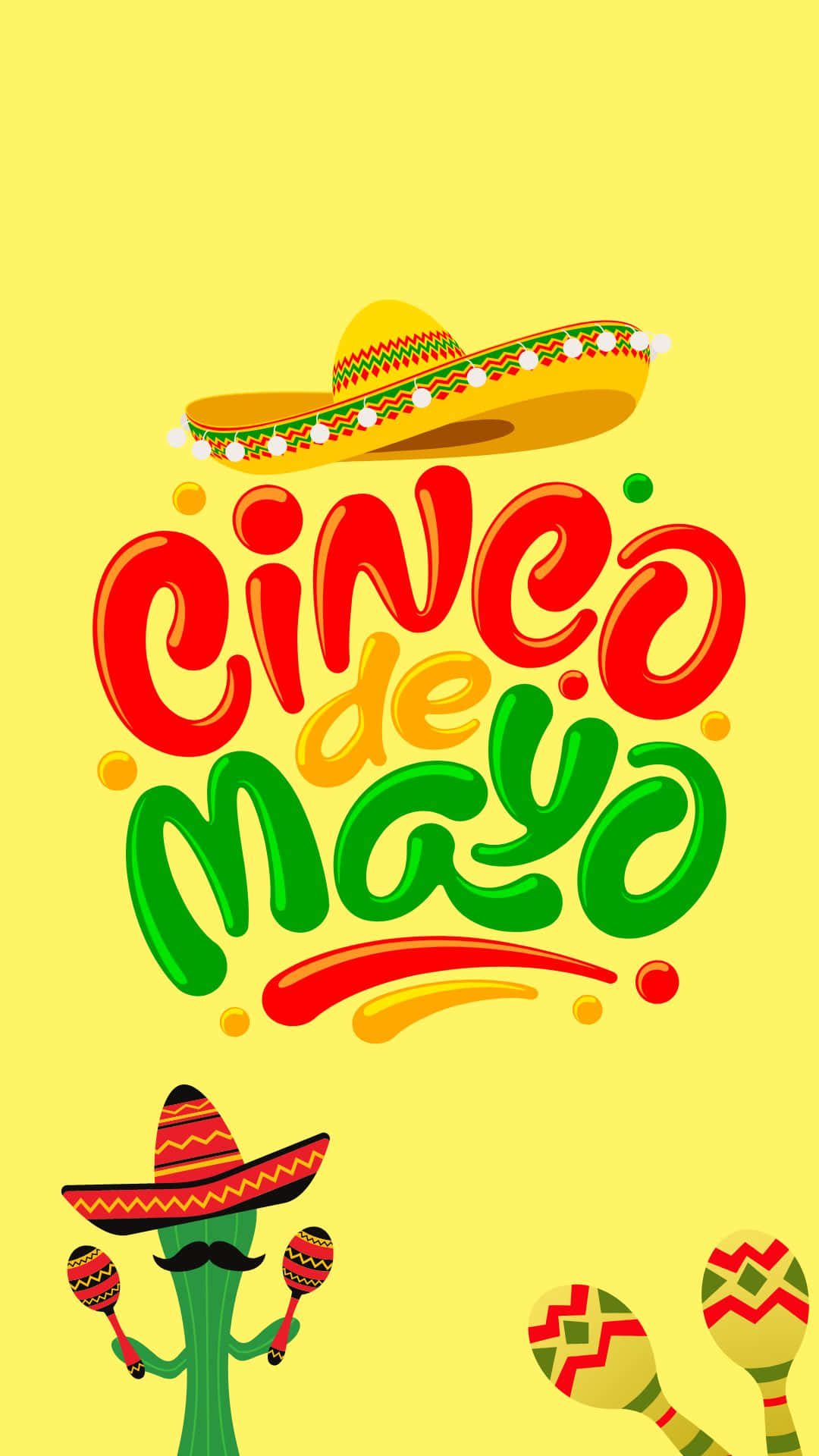 Cinco de Mayo, sombrero, maracas, Full HD Phone Wallpaper