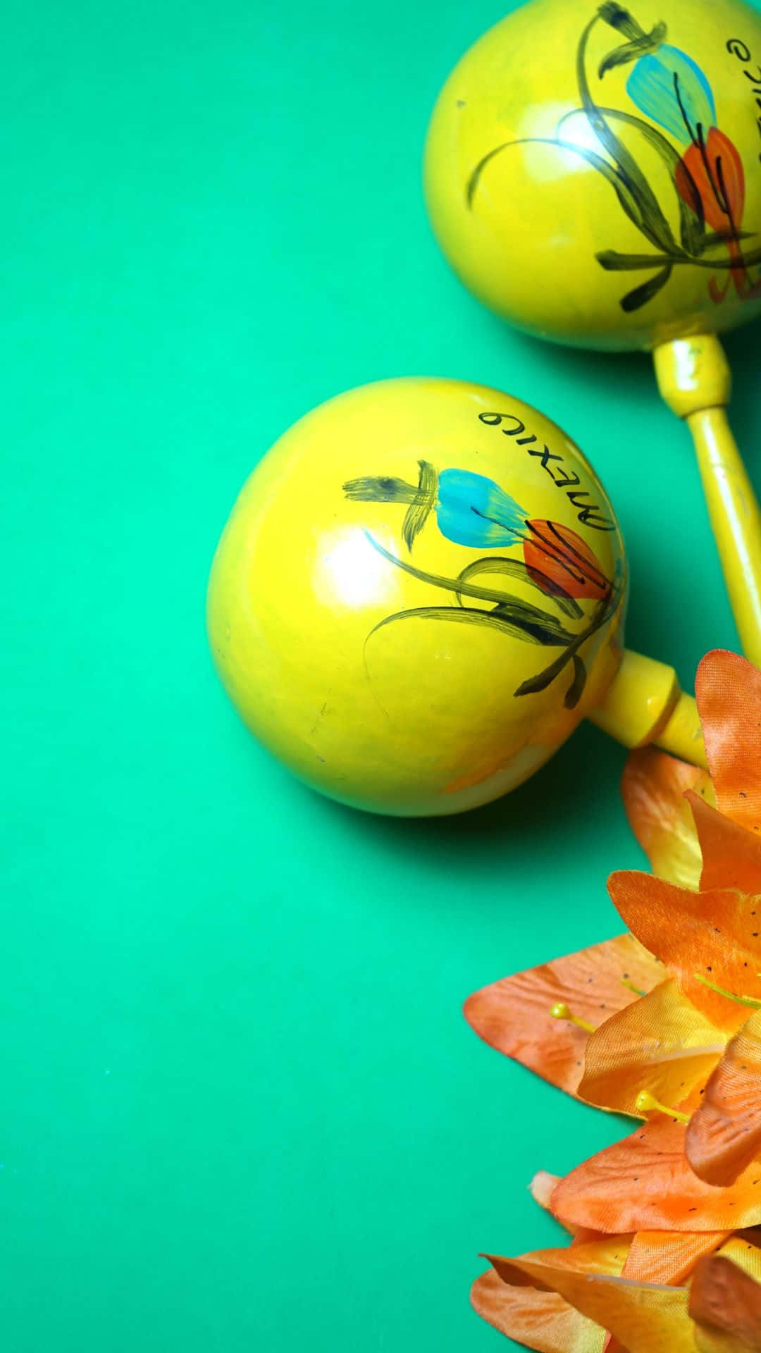Cinco De Mayo, vibrant yellow maracas, floral designs, Full HD Phone Wallpaper