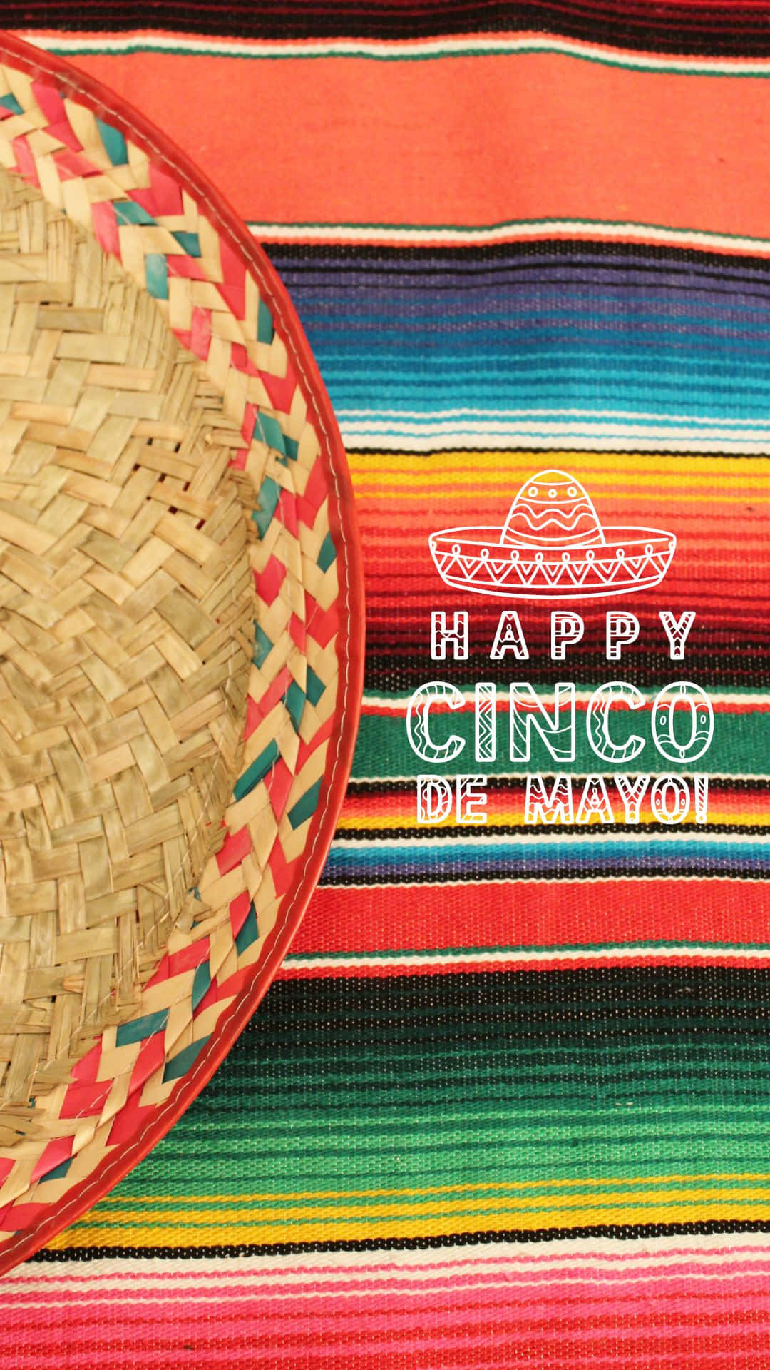serape blanket, woven sombrero, Happy Cinco de Mayo, Full HD Phone Wallpaper