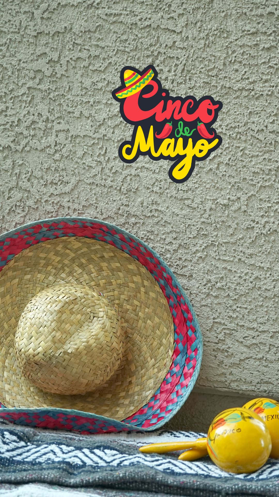 Cinco de Mayo, woven sombrero, maracas, Full HD Phone Wallpaper