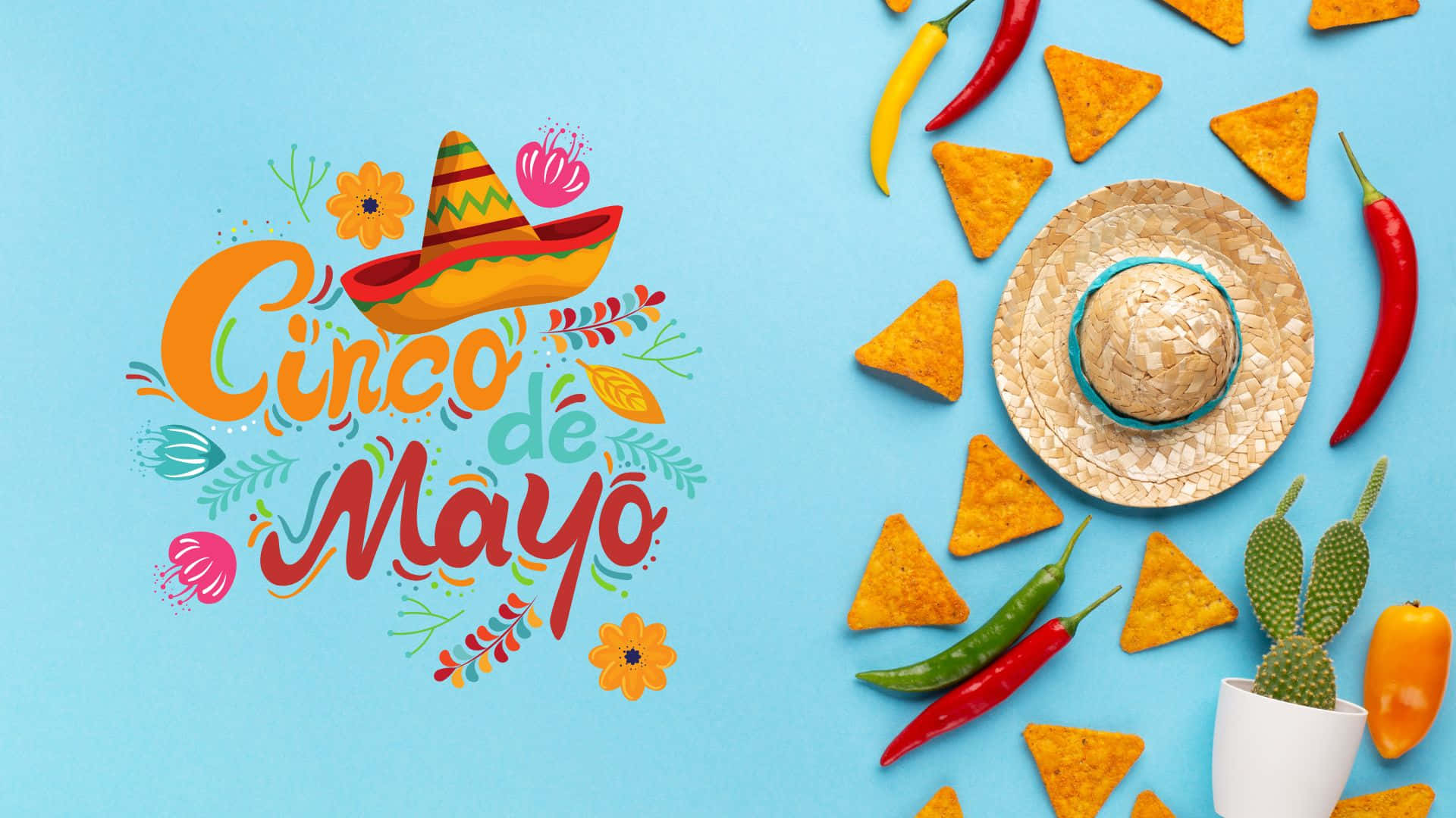 Cinco De Mayo, sombrero, cactus, Full HD Desktop Wallpaper