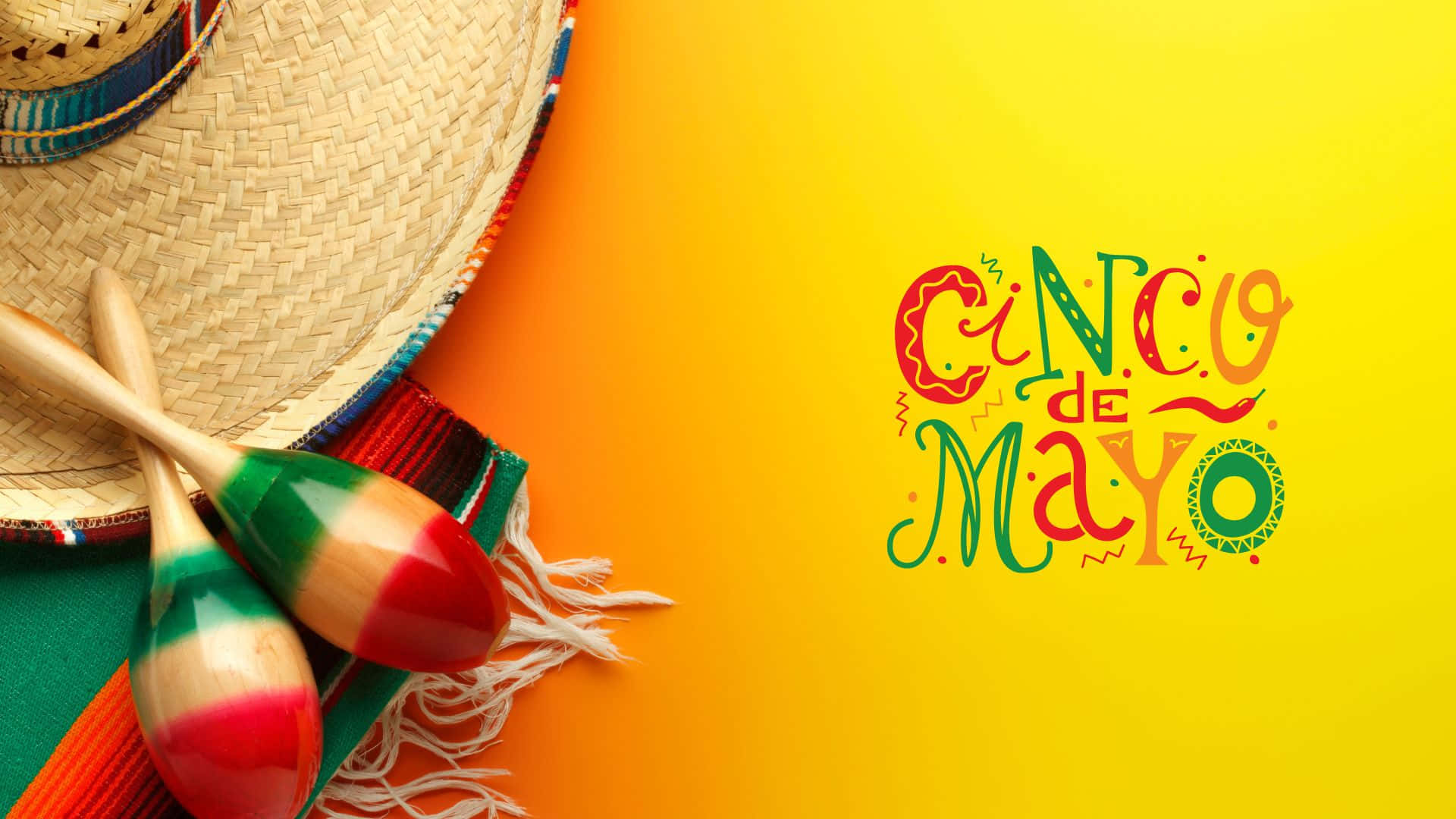 Cinco de Mayo, maracas, sombrero, Full HD Desktop Wallpaper