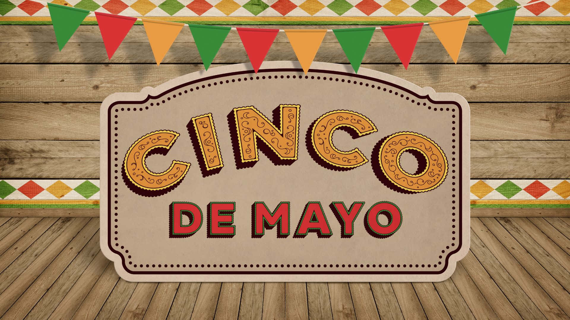 Cinco De Mayo, festive Cinco de Mayo sign, ornate lettering, Full HD Desktop Wallpaper