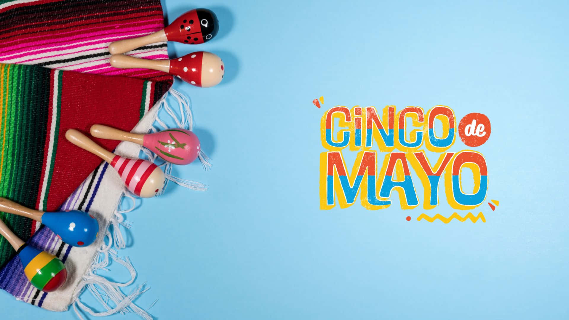 Cinco de Mayo, maracas, striped serape, Full HD Desktop Wallpaper