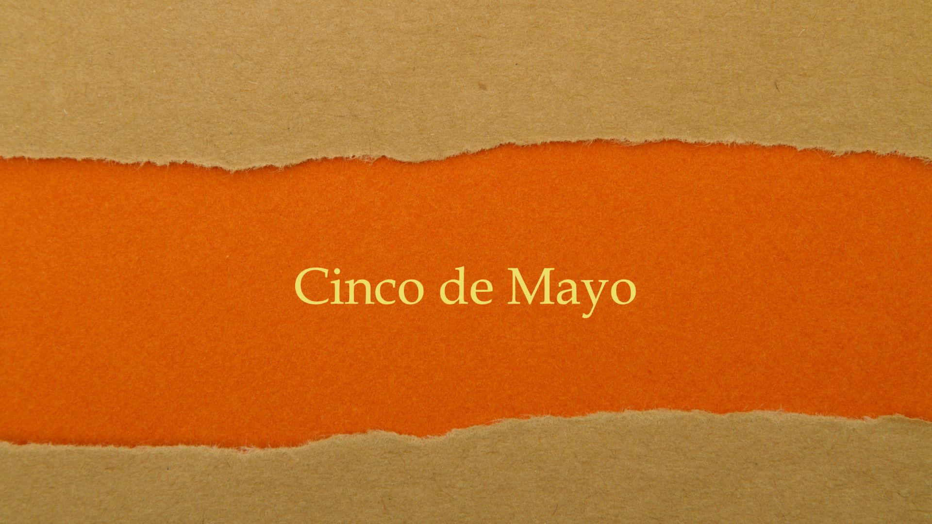 Cinco De Mayo, gold letters, torn orange paper strip, Full HD Desktop Wallpaper