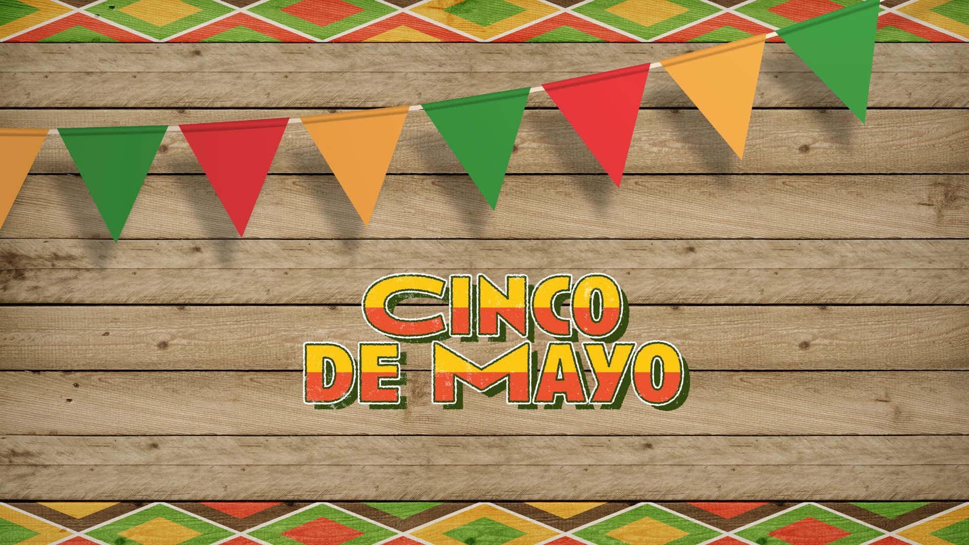 Cinco De Mayo, red green and yellow pennants, festive text, Full HD Desktop Wallpaper