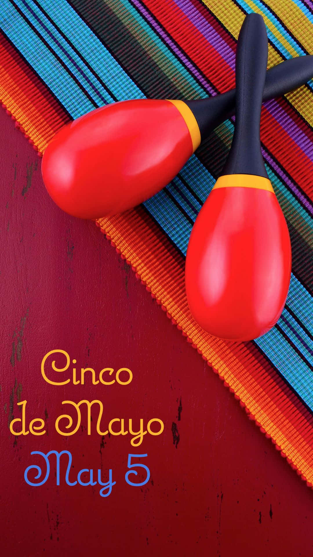 Cinco De Mayo, red maracas, colorful striped textile, Full HD Phone Wallpaper