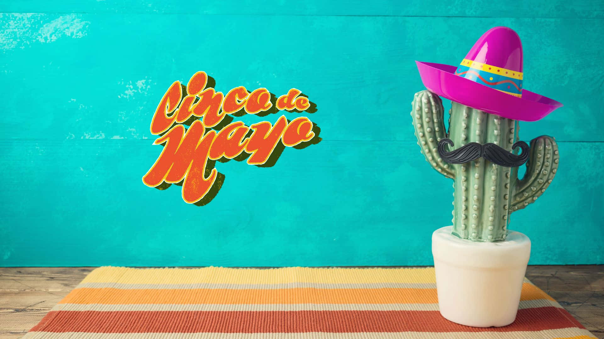 Cinco de Mayo, pink sombrero, black mustache, Full HD Desktop Wallpaper