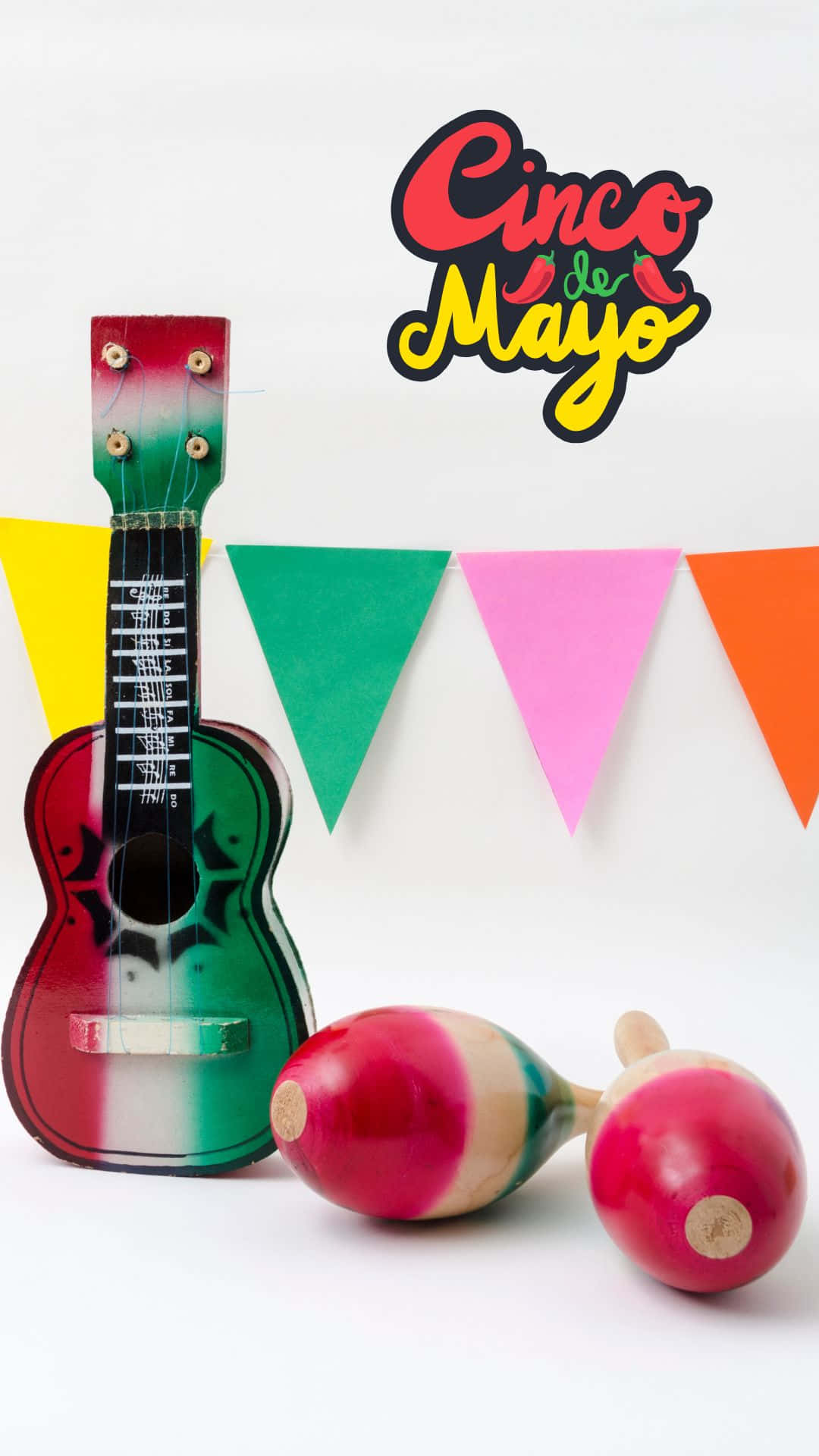 Cinco de Mayo, wooden ukulele, maracas, Full HD Phone Wallpaper