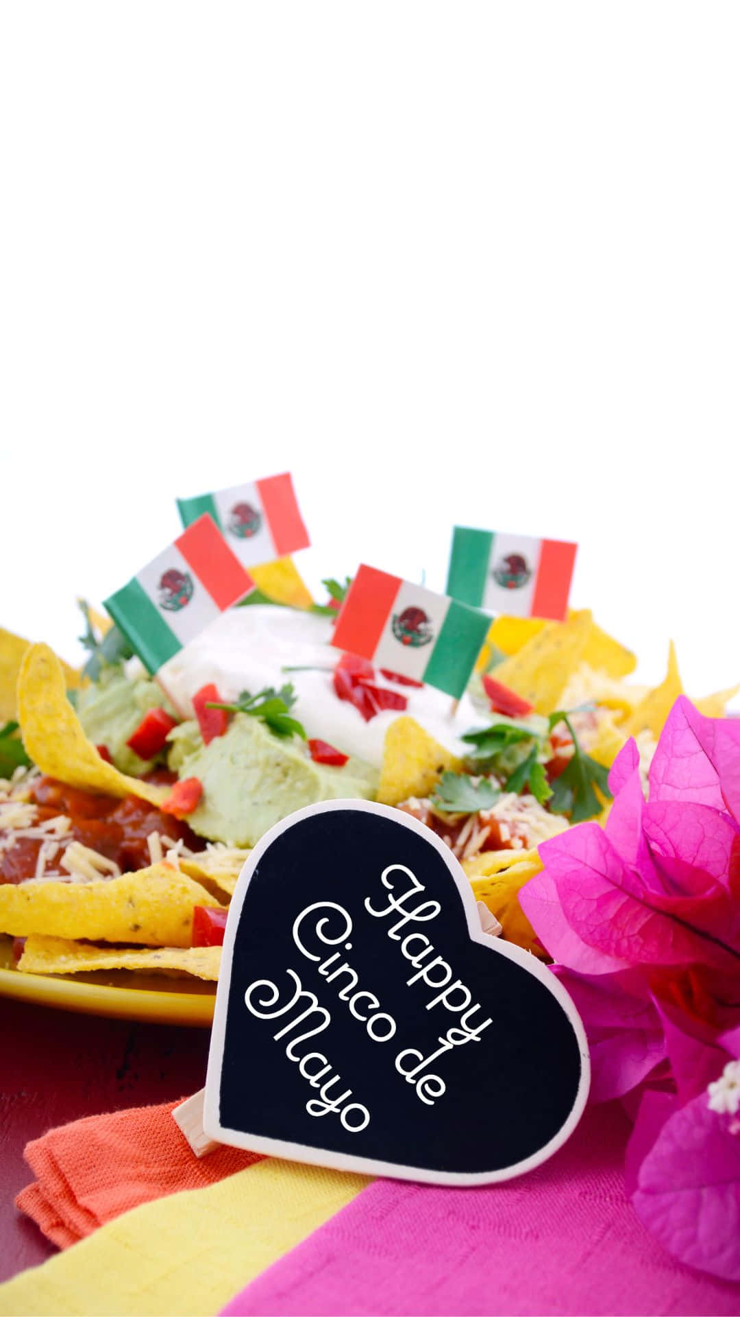 Cinco De Mayo, Mexican flags, heart-shaped 'Happy Cinco de Mayo' sign, Full HD Phone Wallpaper