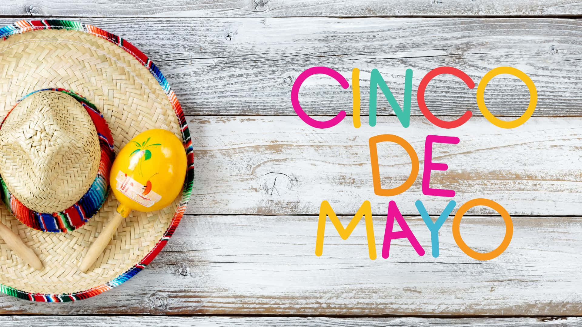 Cinco De Mayo, festive Mexican hat, maraca, Full HD Desktop Wallpaper