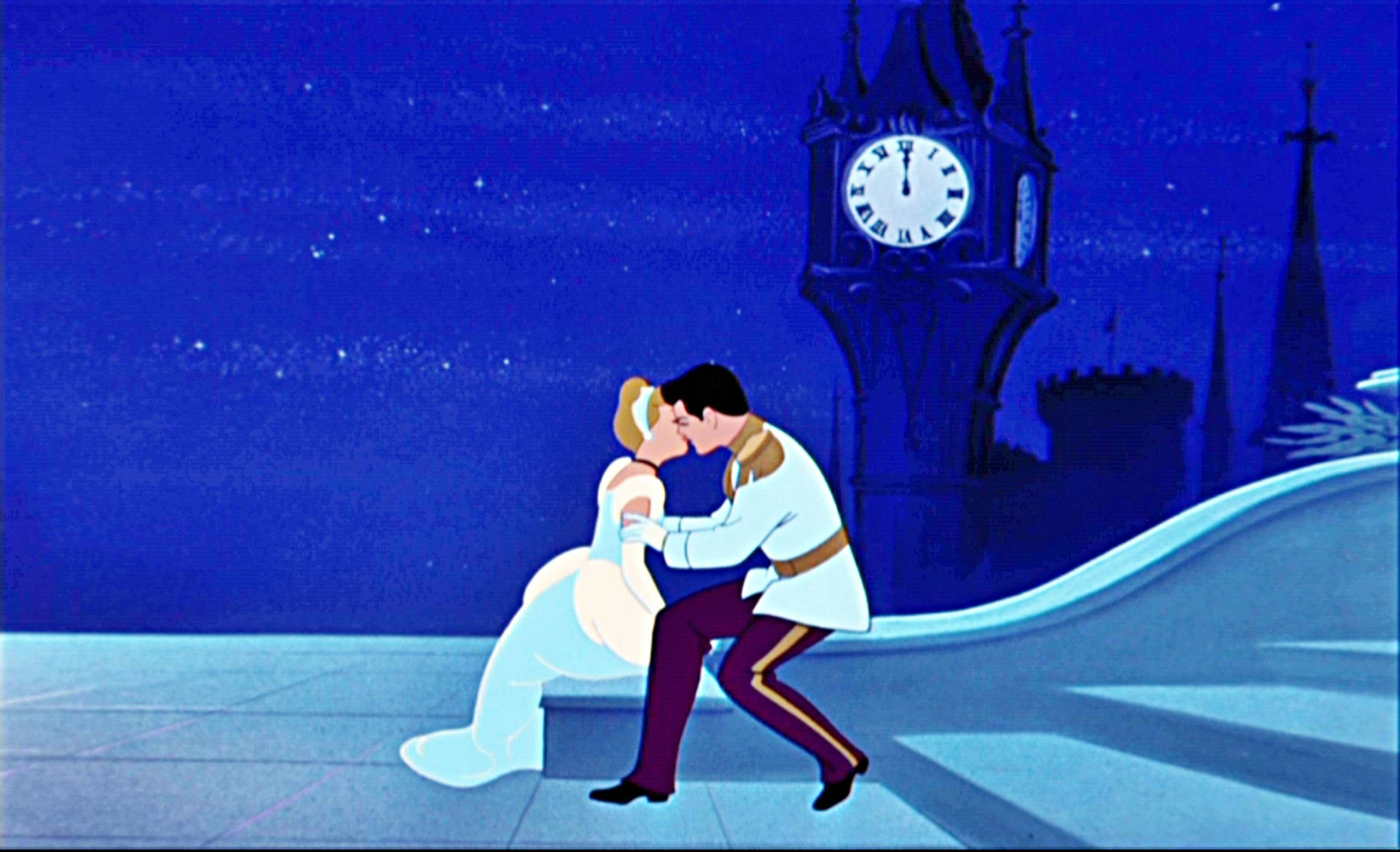 Cinderella, magical kiss, starry night sky, 2K Desktop Wallpaper