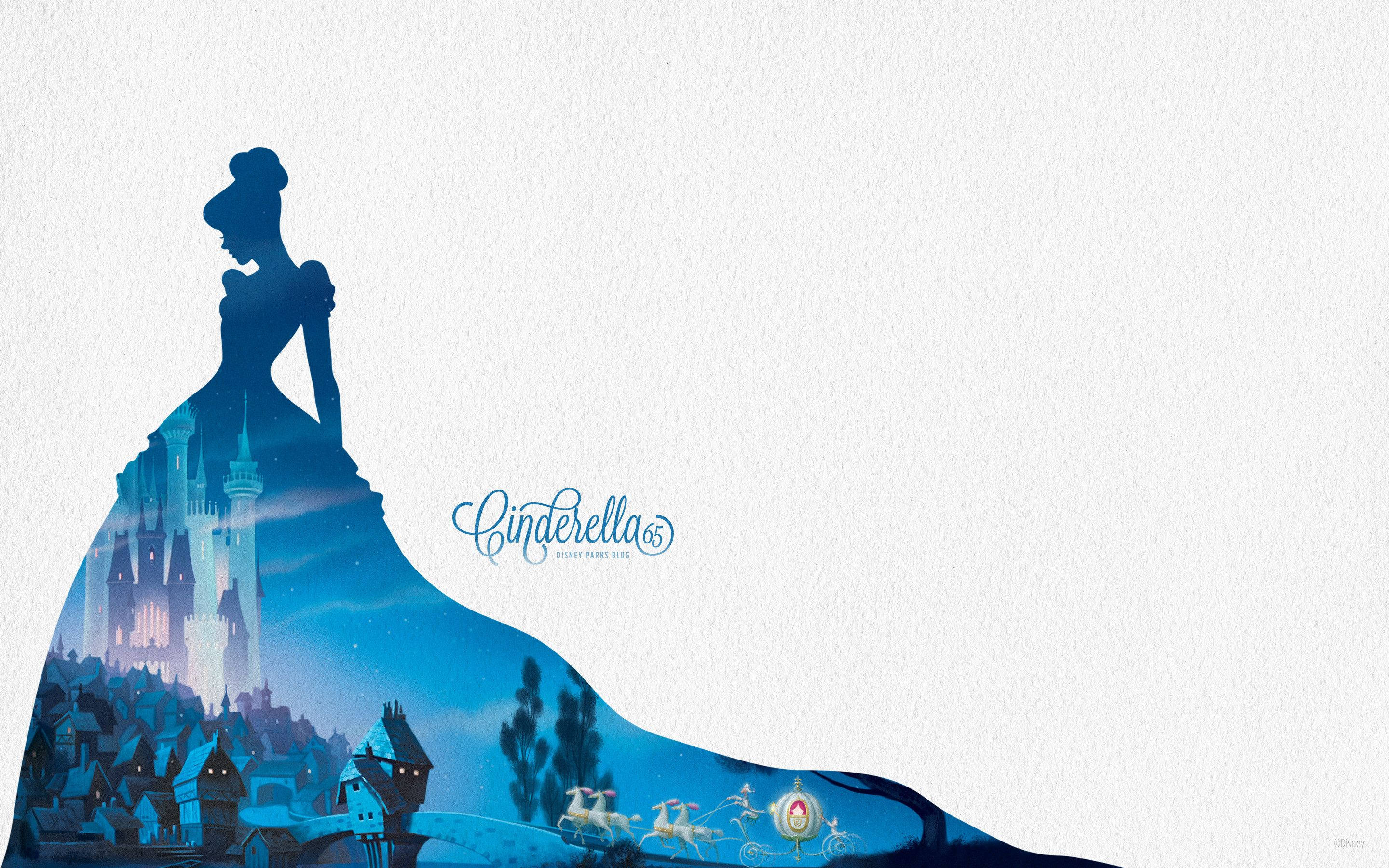 Cinderella, blue silhouette, gown, 2K Desktop Wallpaper