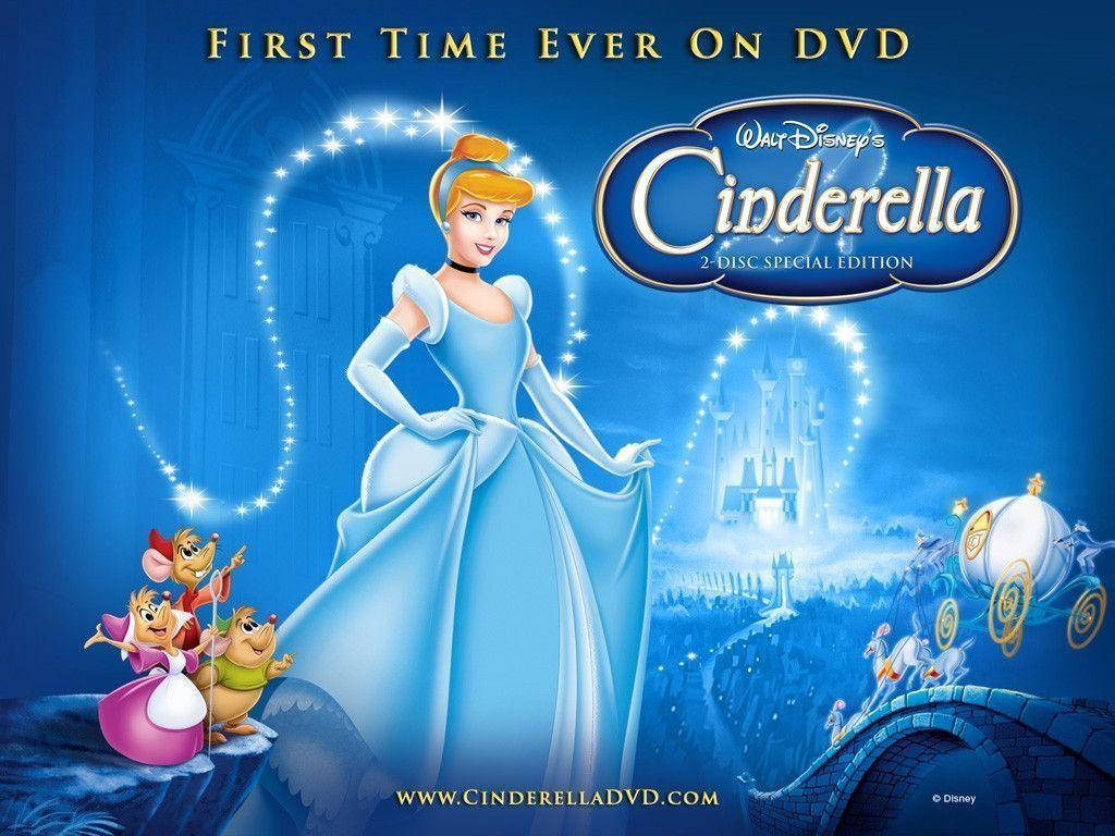 Cinderella, glowing blue gown, mouse friends, SD Desktop Wallpaper