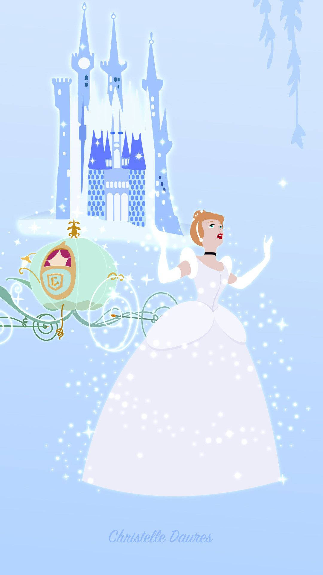 Cinderella, white gown, carriage, Full HD Phone Wallpaper