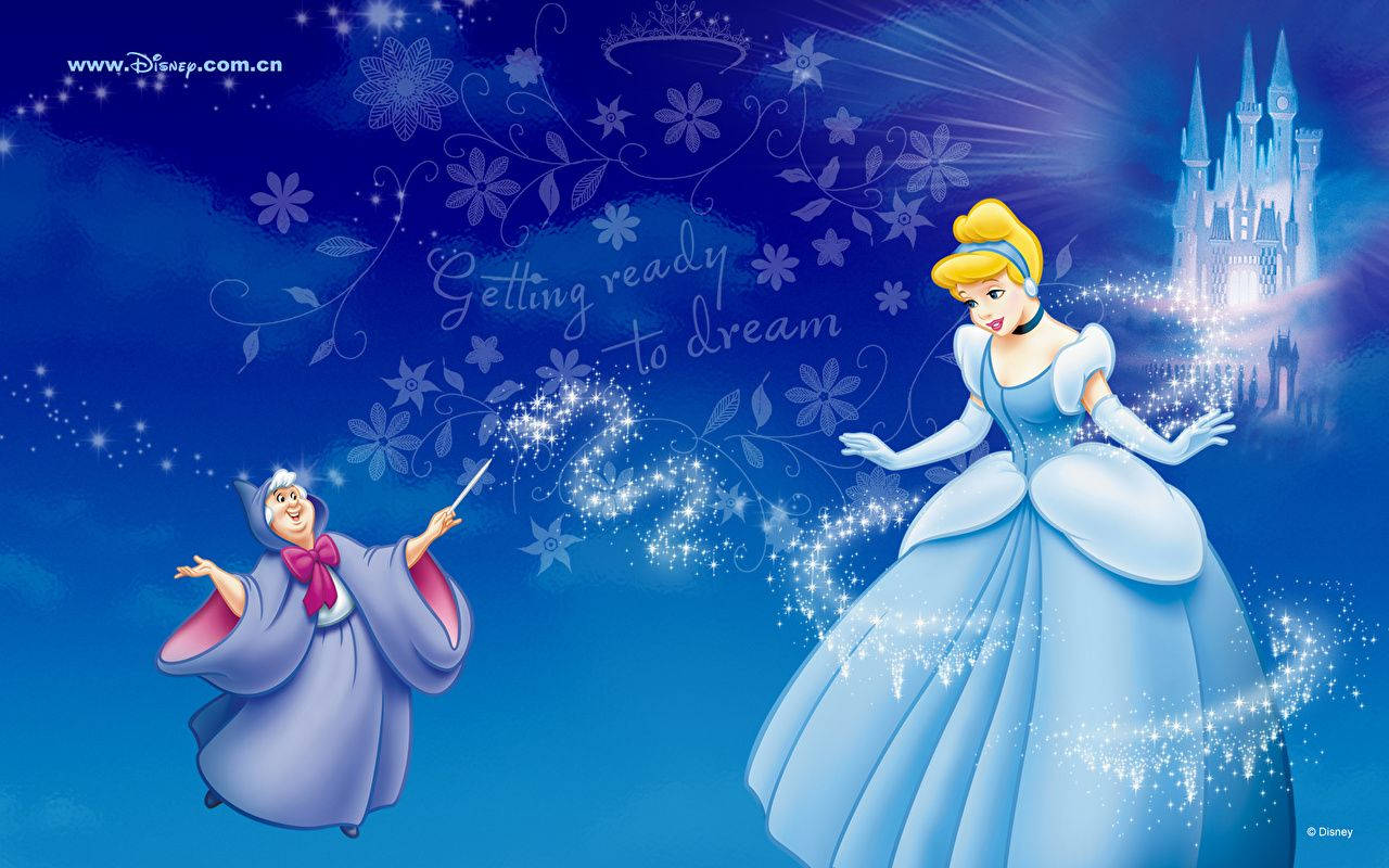 Cinderella, fairy godmother, glowing blue gown, HD Desktop Wallpaper
