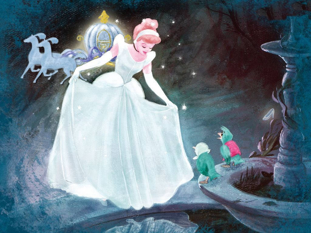 Cinderella, glowing white gown, pumpkin carriage, SD Desktop Wallpaper